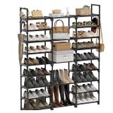 WOWLIVE 9 Tiers Large Shoe Rack Storage Organizer for Closet 50-55 Pairs Shoe Tower Unit Shelf Stackable Shoe Rack with Metal Pipes Plastic Connectors Black(SSS3B9)