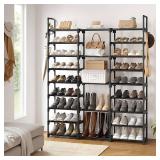 WOWLIVE 9 Tiers Large Shoe Rack Storage Organizer for Closet 50-55 Pairs Shoe Tower Unit Shelf Stackable Shoe Rack with Metal Pipes Plastic Connectors Black(SSS3B9)