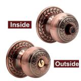 XIUDI Entry Door Knobs with Lock and Key,Ball Stainless Steel Keyed Door Lock,for Privacy Bedroom/Bathroom,Classic Bronze