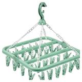 alladaga Clothes Drying Hanger with 32 Clips and Drip Foldable Hanging Rack (Light Green)