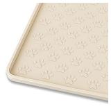 Ptlom Silicone Pet Placemat for Dog and Cat, Waterproof Non-Slip Pet Feeding Bowl Mats for Food and Water, Small Medium Large Tray Mat Prevent Residues from Spilling to Floor, Beige, 24.5" 16.5"