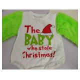 Kayotuas Baby Boy Girl Christmas Outfit Green Furry Costume Cute Bubble Romper Sweatshirt Fuzzy Jumpsuit Xmas Cosplay Clothes (The Baby Who Stole Christmas, 0-3 Months)