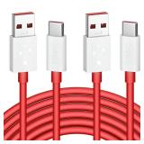 Jelanry for OnePlus 8 Pro Warp SuperVOOC Charging Cable 80W 65W 6FT 2-Pack, USB Type C Cable Dash Charging Cable Rapid Data Syncing Fast Charger Cable for OnePlus 12 Open 11 10 8 7T Pro 7 6T 5T, Red