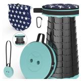 ALEVMOOM Telescoping Stool with Cushion,Portable Collapsible Camping Stools, Adjustable Retractable Folding Stool for Adults,More Sturdy Capacity 440Ib,for Outdoor Garden Hiking Travel BBQ