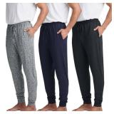 3 Pack Mens Soft Lounge Jogger joggers Christmas Pajama Pants Sweatpants Pockets PJ Bottoms Sleep wear man Knit Drawstring men Soft Jersey black grey sweats Pijama Pockets winter   Set 4, XXL