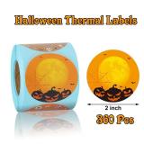 Halloween 2 Inch Round Thermal Labels Self Adhesive Circle Direct Thermal Label Stickers for Halloween Gifts Crafts Home Decor(360 Labels, Roll)