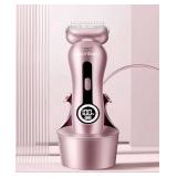 Electric Shaver for Women for Legs Bikini Trimmer Electric Razors for Women Underarm Public Hairs Rechargeable Womens Shaver Wet Dry Use Painless Cordless with Detachable Head (Pink)