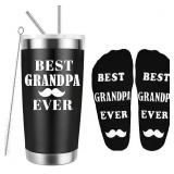 Grandpa Gifts Insulated Tumbler 20 oz Travel Mug Funny Socks Set for Papa, Grandparents Day Retiirement Gifts Idea