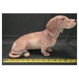 Ceramic dachshund figurine handpainted