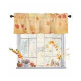 Fall Valance for Windows Maple Leaves Curtains Valances Harvest Thanksgiving Rod Pocket Valance Window Treatments Autumn Orange Short Curtains for Kitchen Living Room Bedroom Bathroom 54x18 Inch