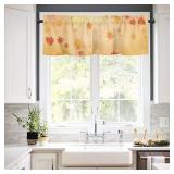 Fall Valance for Windows Maple Leaves Curtains Valances Harvest Thanksgiving Rod Pocket Valance Window Treatments Autumn Orange Short Curtains for Kitchen Living Room Bedroom Bathroom 54x18 Inch