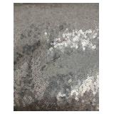 QueenDream Sequin Tablecloth Silver Rectangle Table Cloth - 50x80 Inch Glitter Fabric Overlay for Birthday Wedding Party