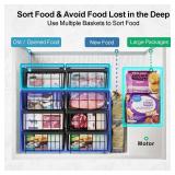 iSPECLE Freezer Organizer Bins - Fit 10 to 20 Cu.FT Chest Freezer, 2 Pack Large Expandable Stackable Deep Freezer Organizer Bins Sort and Easily Get Food with Handle, Improve Air Circulation, Black