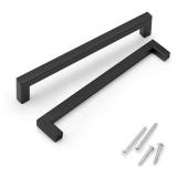 KNOBWELL 30 Pack 7-9/16" Black Cabinet Pulls, Modern Dresser Drawer Handles Matte Black, 8" Overall Length Kitchen Cupboard Handles