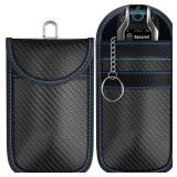 Ironstripe Faraday Bag for Key Fob (2pack), One-Size-Fits-All, Premium Quality Royal Blue Stitching Faraday Key Fob Protector, RFID Key Fob Protector Case, Faraday Pouch