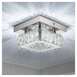 HomLaiting LED Mini Chandeliers with Crystals, Hallway Light, Bedroom Chandelier, Bathroom Kitchen Office Light Fixtures