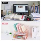 Youbetia Desk Organizers and Desk Accessories - Rose Gold Desk Organizer with File Sorters, File Organizer with Drawer, Desk Accessories & Workspace Organizers for School Office Supplies