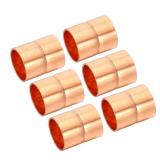 PATIKIL 3/4 Inch ID Straight Copper Coupling, 6 Pack Sweat End Welding Joint Pipe Fitting with Rolled Tube Stop for Water Air Conditioner Plumbing