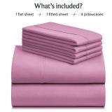 LuxClub 6 PC Full Sheet Set, Breathable Luxury Bed Sheets, Deep Pockets 18" Eco Friendly Wrinkle Free Cooling Bed Sheets Machine Washable Hotel Bedding Silky Soft - Light Plum Full