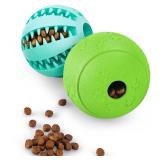 HIPPIH Dog Puzzle Toy 2 Pack, Interactive Dog Toys for Treat Dispensing, Durable Puppy Toys for Teething, Dog Treat Ball for Teeth/Slow Feeder/IQ Training/Playing, Blue-2.75, Green-3.14