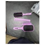 4Pcs Detangling Hair Brush Set for Women - Paddle Brush for Wet or Dry, No More Tangles for Straight, Long, Thick, Curly, and Natural Hair (Purple)