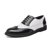 HuitJours Men Black White Oxford Gatsby Lace up Dress Shoes Wingtip Colors Brogues Spectator Two Tone Shoes (A Black White,9)