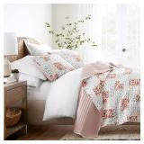 SCROLLED PATCHWORK REVERSIBLE QUILTED COVERLET SET King Size