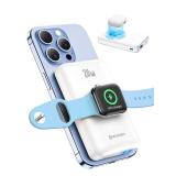 NEWDERY for Magsafe Battery Pack, 4 in 1 Wireless Portable Charger for Apple Watch, 10000mAh Magnetic Power Bank with 20W USB C Fast Charging for iPhone 16 Pro Max/15/14/iWatch/Airpods/Galaxy Phones