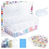 Diamond Painting Storage Containers, 2 Packs 60 Jars Bead Organizer and Diamond Painting Labels, Bead Organizers and Storage for Diamond Painting Accessories, Diamond Art Storage, Diamond Dots Storage