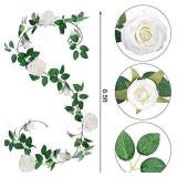 TELDRASSIL 4Pcs(26 FT) Artificial Rose Vine Fake Flower Garland Fake Silk Rose Hanging Vine for Wedding Party Background Arch Garden Background Decoration (White)