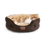 Bedsure Dog Beds for Small Dogs - Round Cat Beds for Indoor Cats, Washable Pet Bed for Puppy and Kitten with Slip-Resistant Bottom, 20 Inches, Brown