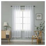 White Drape/Panels/Scarves/Treatment Beautiful Sheer Voile Window Elegance Curtains Scarf for Bedroom & Kitchen Fully Stitched and Hemmed 84 inch size Set of 2