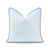 Hofdeco Premium Coastal Hampton Style Patio Indoor Outdoor Pillow Cover Only, 20"x20" Water Resistant for Backyard, Couch, Blue Stripe