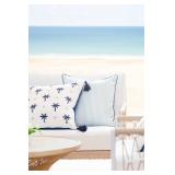 Hofdeco Premium Coastal Hampton Style Patio Indoor Outdoor Pillow Cover Only, 20"x20" Water Resistant for Backyard, Couch, Blue Stripe