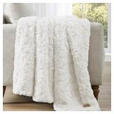 UGG 10483 Adalee Soft Faux Fur Reversible Accent Throw Blanket Luxury Cozy Fluffy Fuzzy Hotel Style Boho Home Decor Soft Luxurious Comfy Blankets for Couch, 70 x 50-Inch, Natural - Retail: $75.95