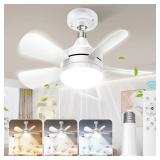 OSTIVE Socket Ceiling Fans with Lights and Remote - Socket Fan Light with Dimmable Led Light Bulb, 3 Colors 3000K-6500K, 2000 Lumens, Screw in Small Ceiling Fan for Bedroom Living Room Kitchen Garage