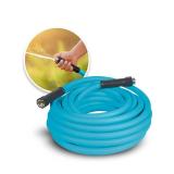 Aqua Joe 50ft Professional-Grade Hybrid Polymer Garden Hose with Dual Swivel Grips, 500-PSI Burst Rating