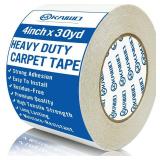 KAIWO Heavy Duty Carpet Tape Double Sided (4 inx30yd), Rug Tape for Area Rugs on Carpet, Perfect Rug Gripper for Holding Area Rugs, Hardwood Floors, Outdoor Rugs, Stair Treads, White.