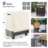 Bitubi Outdoor Pizza Oven Table Cover for Ooni Modular Table Medium,Waterproof Stainless Steel Prep Table Cover with Split Zipper, Grill Cart Cover for Patio Table (Black)