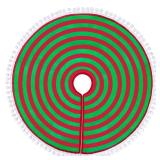 HOHOTIME Christmas Tree Skirt, Red Green Annual Rings 48 Inch Tree Mat Skirt with Pom Pom Trim for Holiday Party Xmas Tree Decoration