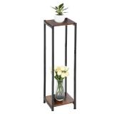 Dipion Extra Tall Plant Stand Indoor,40 Inch Plant Stands,2 Tier Metal Plant Stand with Heavy Duty Wood,Rustic Brown and Black