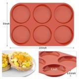 Ocmoiy Silicone Muffin Top Pans/Egg Molds for Baking Non-Stick 4" Jumbo Round Silicone Mold for Hamburger Bun, Muffin Top, Eggs, 6 Cavities Whoopie Pie Pan Pack of 3