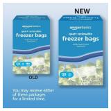 Amazon Basics Reclosable Freezer Quart Bags, Stand & Fill Base, 120 Count