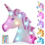 Color Changing Unicorn LED Light with Remote, Decorative Unicorn Night Light, RGB 16 Colors Marquee Signs Rainbow Unicorn Battery Operated for Boys Girls Bedroom Party Decoration Christmas Gift