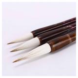 MEGREZ Chinese Calligraphy Brush Kanji Japanese Art Sumi Writing Painting Drawing Practicing Brush Set for Students and Beginners, Wolf Sheep Mix Brush, Set of 3 (S,M,L)