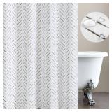 jinchan Black and White Shower Curtain Herringbone Fabric Shower Curtain Zig Zag Inky Chevron Farmhouse Shower Curtain Zigzag Modern Shower Curtain for Bathroom Waterproof Hooks Included 70x72 inches