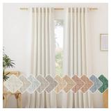 NICETOWN Flax Sheer Linen Curtains for Living Room 95 inch Long 2 Panels, Rod Pocket & Back Tab Semi Sheer Drapes Privacy Added with Light Filtering for Bedroom/Living Room, Natural, W55 x L95