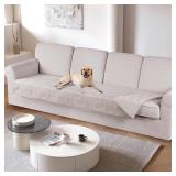 TAOCOCO 100% Waterproof Couch Cushion Cover Reversible Sofa Seat Cover for Dogs Pets Chaise Couch Cover for Sectional Sofa U Shape Couch Furniture Protector Sofa Slipcover(Oversized Sofa, Cream)