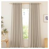 NICETOWN Thick Angora Linen Curtains for Bedroom, Rod Pocket & Back Tab Not See Through Linen Blend Privacy with Light Filtering Drapes for Farmhouse/Living Room, W55 x L95, 2 Panels