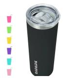 BJPKPK Black Skinny Stainless Steel Tumblers 20 oz Slim Insulated Reusable Coffee Travel Water Tumbler Cup With Lid